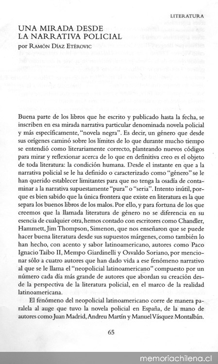 Una mirada desde la narrativa policial - Memoria Chilena, Biblioteca Nacional de Chile Una mirada desde la narrativa policial - Memoria Chilena, Biblioteca Nacional de Chile