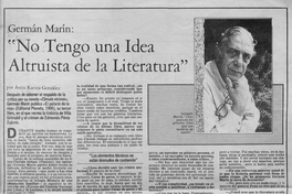 "No tengo una idea altruista de la literatura"