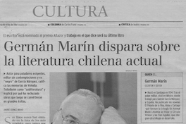 Germán Marín dispara sobre la literatura chilena actual