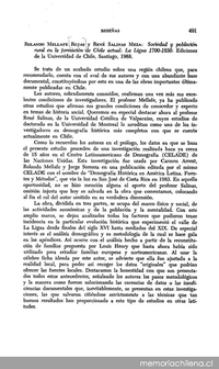 Sociedad y población rural en la formación de Chile actual, La Ligua 1700-1850