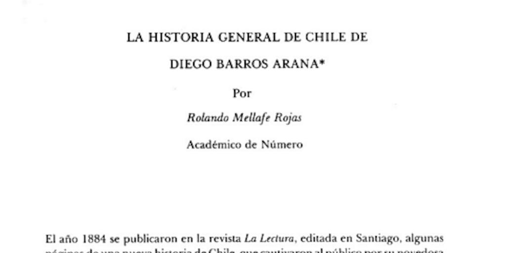 La historia de Chile de Diego Barros Arana