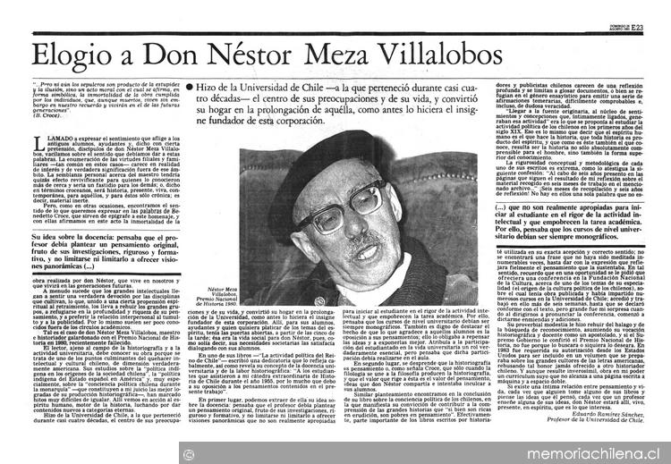 Elogio a don Néstor Meza Villalobos