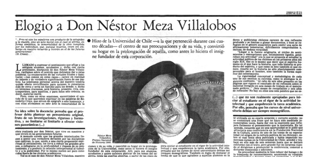 Elogio a don Néstor Meza Villalobos