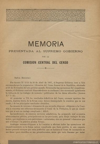 Memoria : presentada al Supremo gobierno por la Comisión del Censo