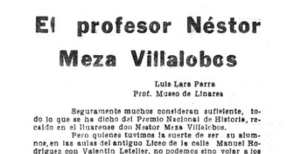 El profesor Néstor Meza Villalobos