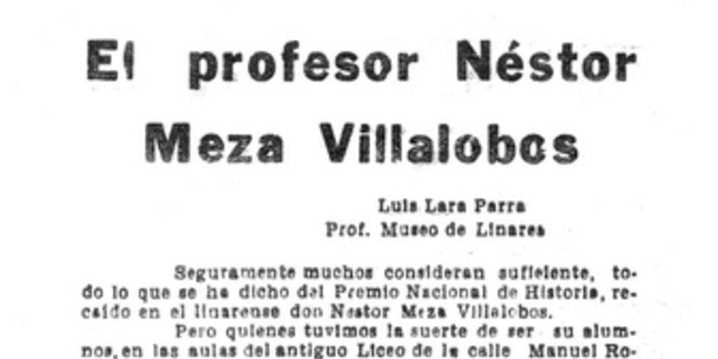 El profesor Néstor Meza Villalobos