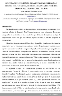 Historia arquitectónica de la localidad de Pisagua (I Región, Chile): una tradición olvidada en los períodos tardíos del área Pica-Tarapacá