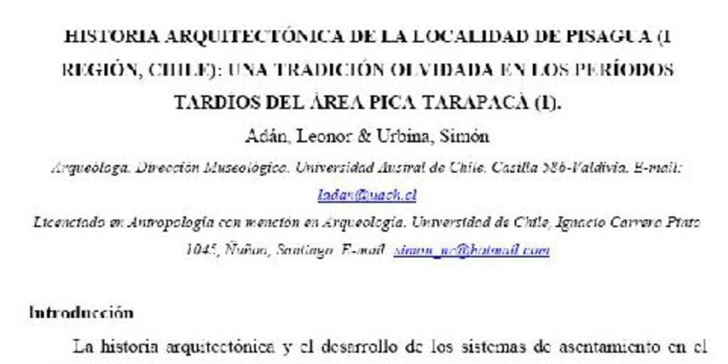 Historia arquitectónica de la localidad de Pisagua (I Región, Chile): una tradición olvidada en los períodos tardíos del área Pica-Tarapacá