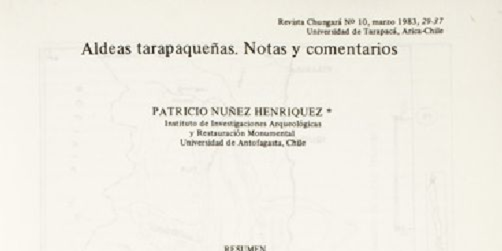 Aldeas tarapaqueñas : notas y comentarios