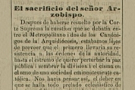 El sacrificio del Señor Arzobispo