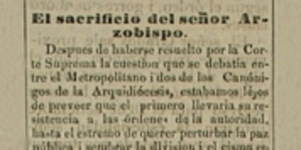 El sacrificio del Señor Arzobispo