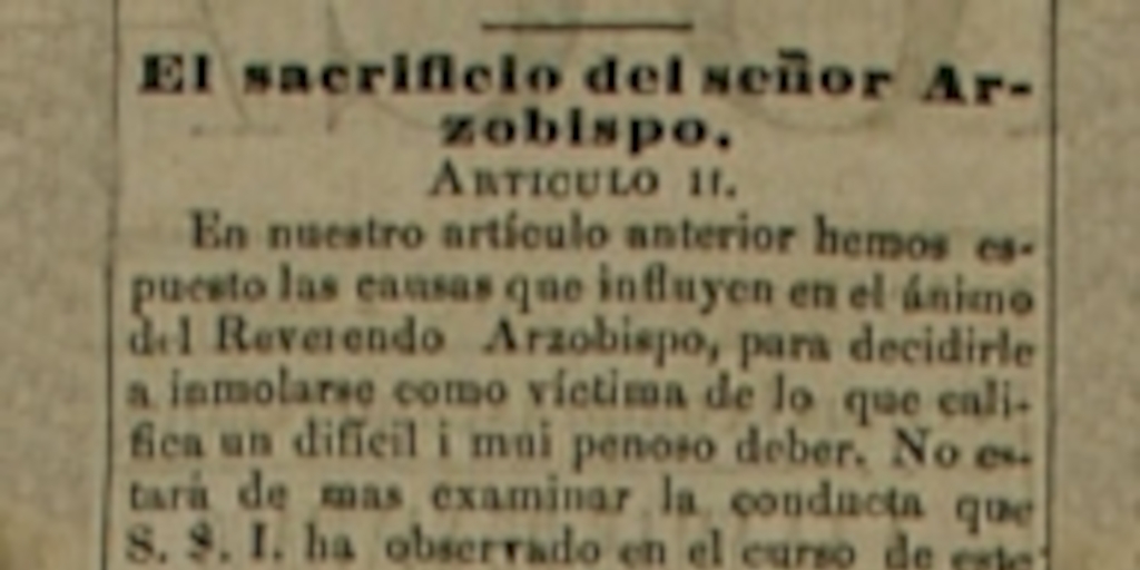 El sacrificio del Señor Arzobispo : artículo II