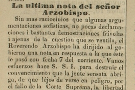 La última nota del Señor Arzobispo