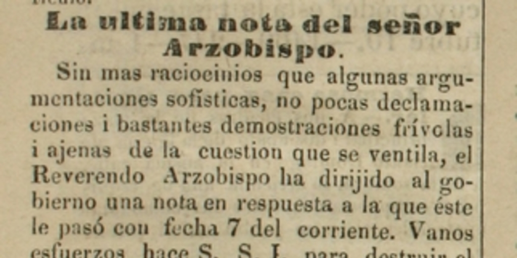 La última nota del Señor Arzobispo