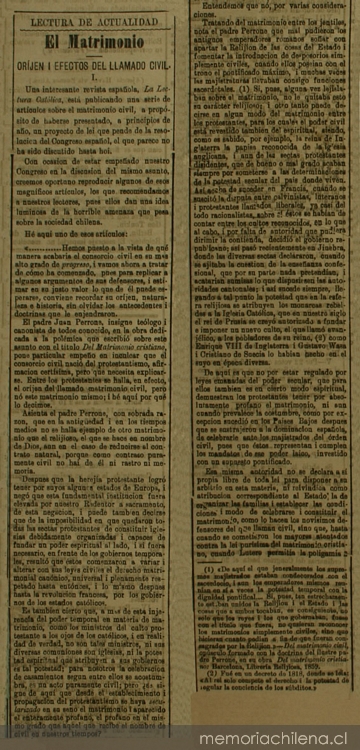 El matrimonio : orijen i efectos del llamado civil