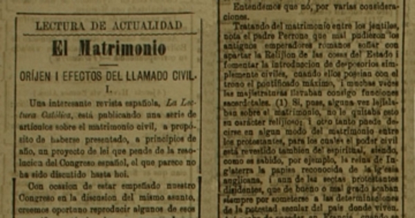El matrimonio : orijen i efectos del llamado civil