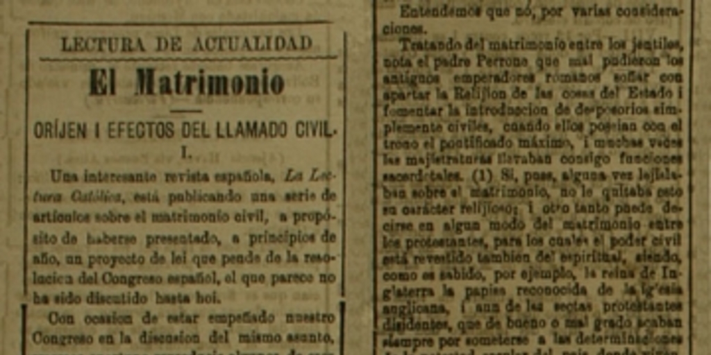 El matrimonio : orijen i efectos del llamado civil