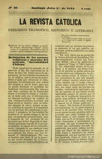 Refutación de los errores religiosos y morales del artículo "Sociabilidad chilena" y "Juicio sobre el Crepúsculo"