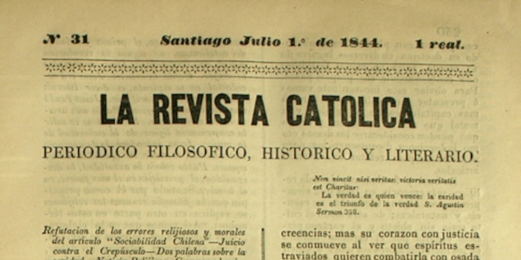Refutación de los errores religiosos y morales del artículo "Sociabilidad chilena" y "Juicio sobre el Crepúsculo"