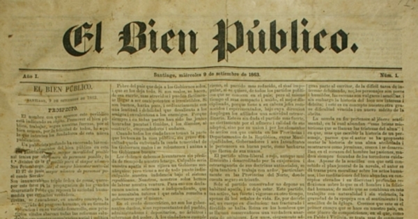 El Bien Público: año 1, n° 1-48, 9 de septiembre de 1863 a 20 de febrero de 1864