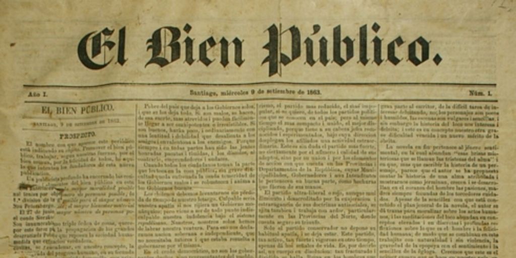 El Bien Público: año 1, n° 1-48, 9 de septiembre de 1863 a 20 de febrero de 1864