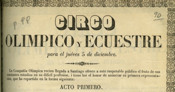 Circo olimpico y ecuestre: para el jueves 5 de diciembre