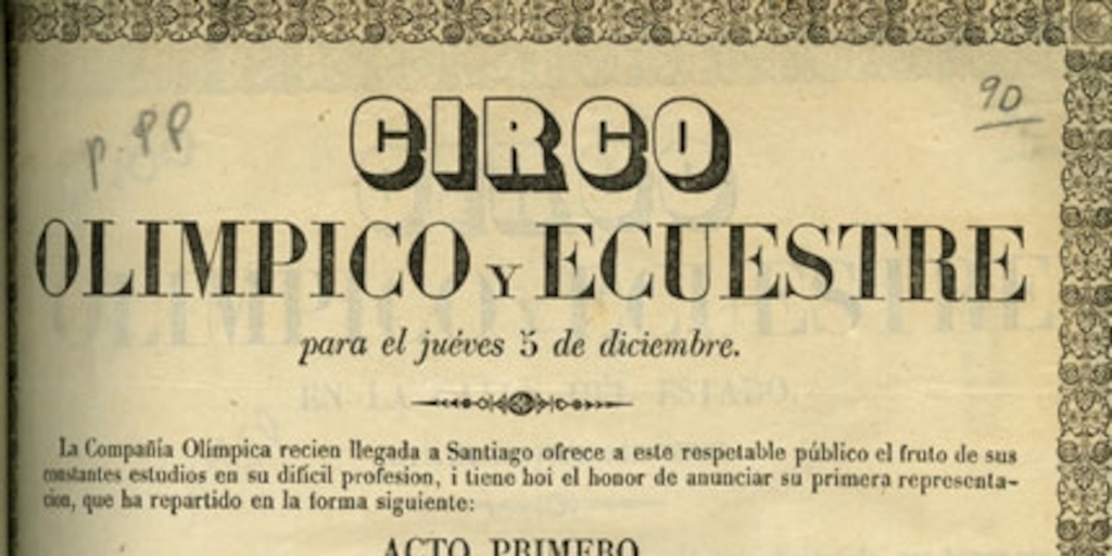 Circo olimpico y ecuestre: para el jueves 5 de diciembre