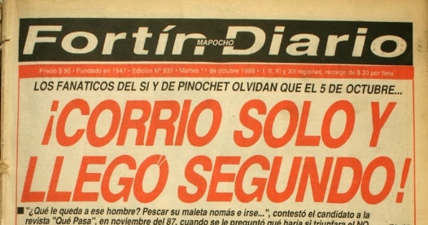 Fortín Mapocho: n° 931, 11 de octubre de 1988