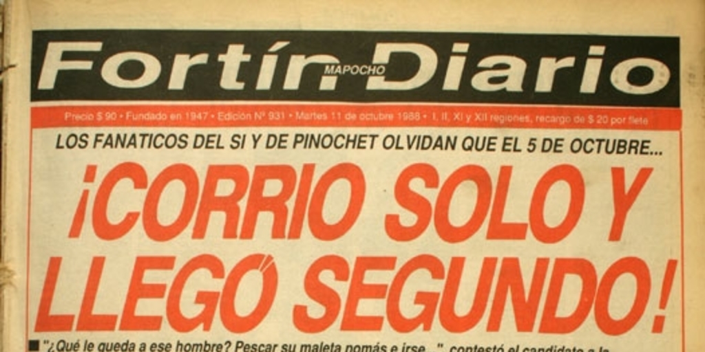 Fortín Mapocho: n° 931, 11 de octubre de 1988