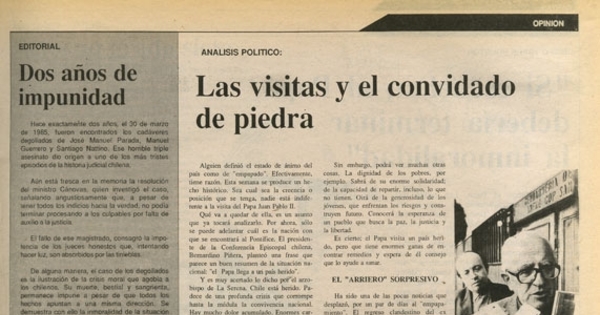 Las visitas y el convidado de piedra