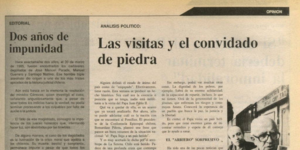 Las visitas y el convidado de piedra