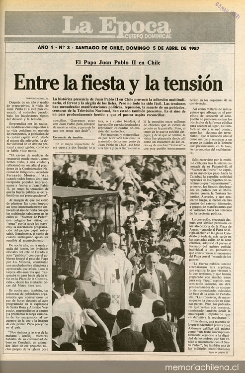 Entre la fiesta y la tensión: el Papa Juan Pablo II en Chile