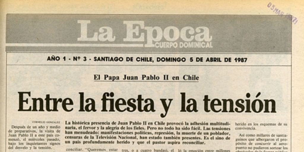 Entre la fiesta y la tensión: el Papa Juan Pablo II en Chile