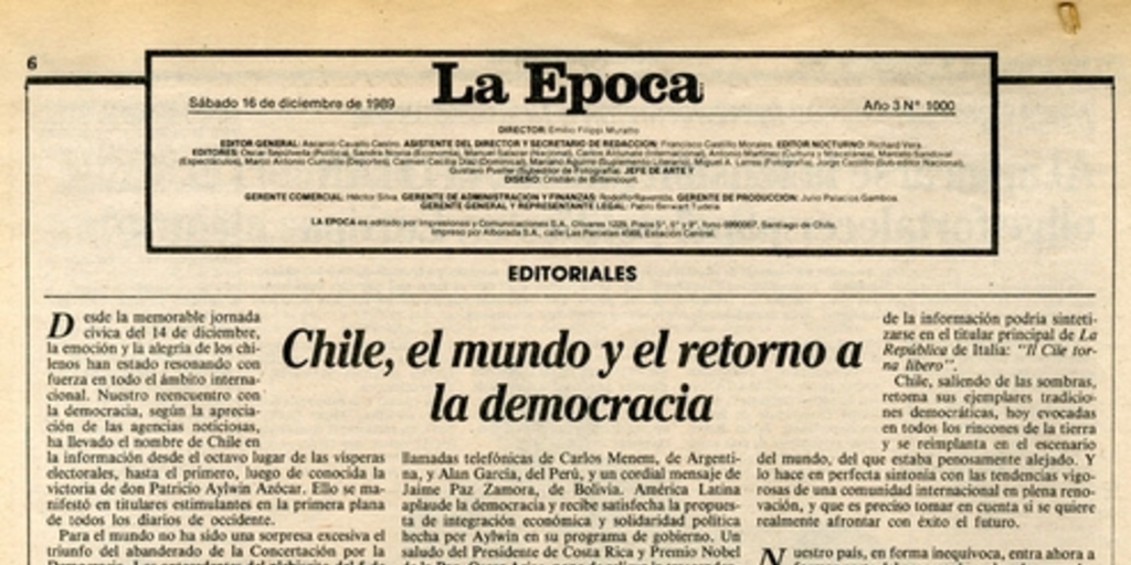 Editorial de La Época