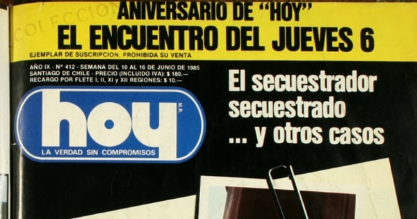 Hoy: n° 412, 10-16 de junio de 1985