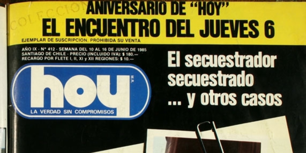 Hoy: n° 412, 10-16 de junio de 1985