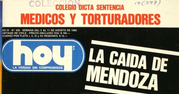 Hoy: año 9, nº 420, 5 a 11 de agosto de 1985