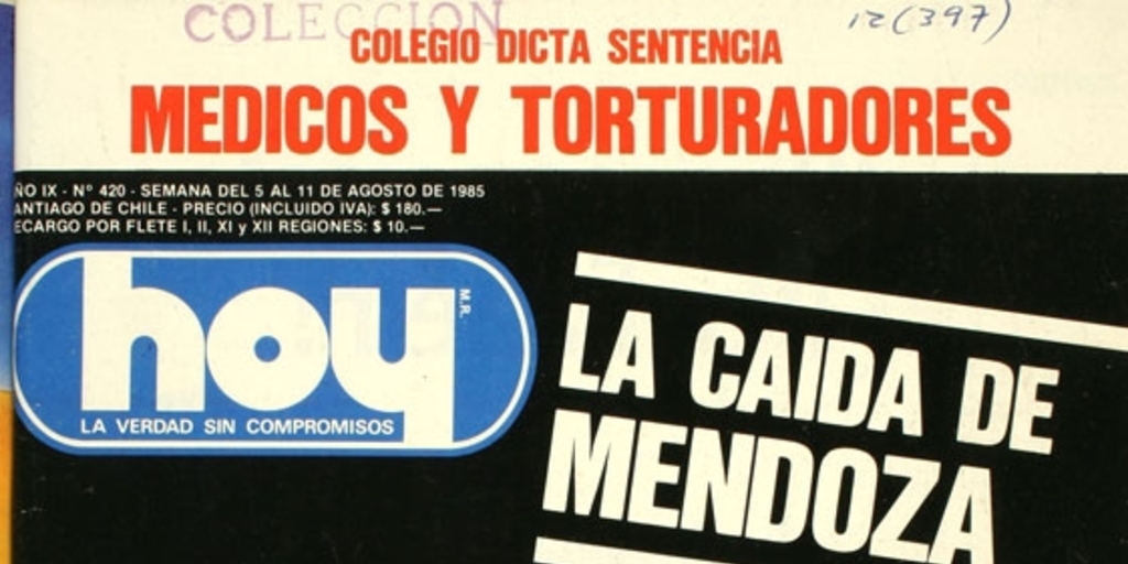 Hoy: año 9, nº 420, 5 a 11 de agosto de 1985