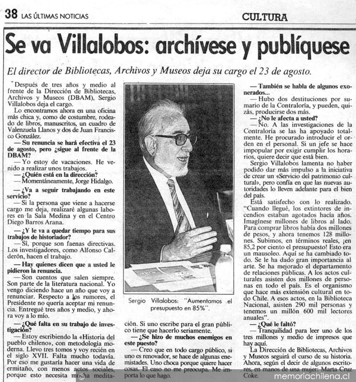 Se va Villalobos, archívese y publíquese