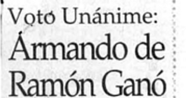 Armando de Ramón ganó Premio Nac[ional] de Historia