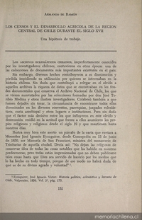 Los censos y el desarrollo agrícola de la región central de Chile durante el siglo XVII: una hipótesis de trabajo