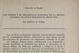 Los censos y el desarrollo agrícola de la región central de Chile durante el siglo XVII: una hipótesis de trabajo