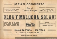 Gran concierto en el Teatro Margot : Olga y Malucha Solari, Matagalpa, Nicaragua, 1939