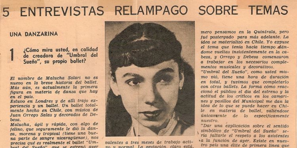 Entrevistas relámpago sobre temas : una danzarina