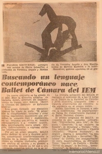 Buscando un lenguaje contemporáneo nace Ballet de Cámara del IEM