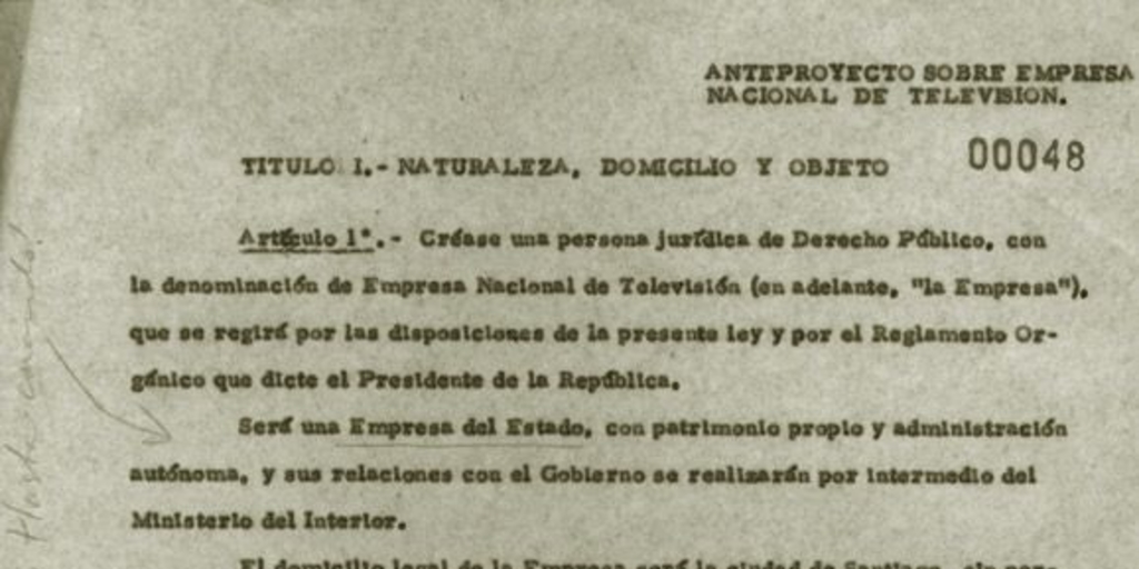 Anteproyecto sobre Empresa Nacional de Television