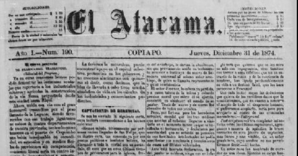 El Atacama : año 1-2, n° 190-213, 31 de diciembre de 1834-29 de enero de 1875