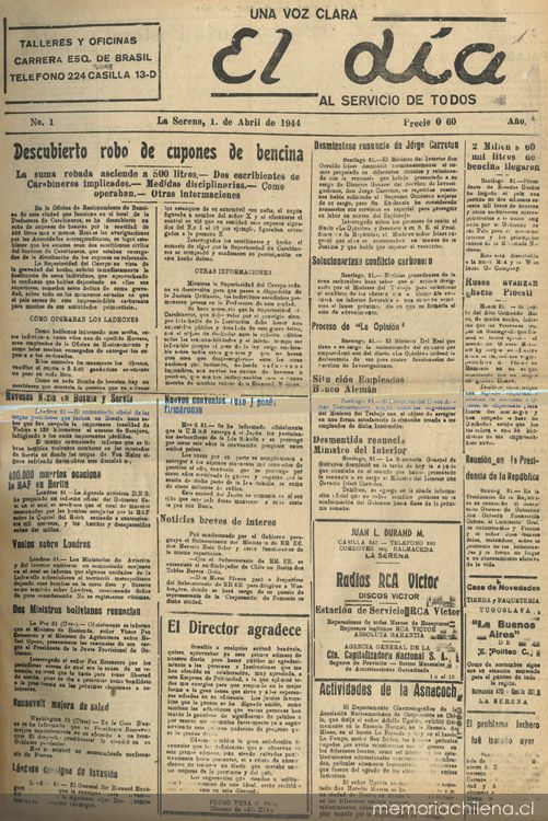 El Día : n° 1, 1 de abril de 1944