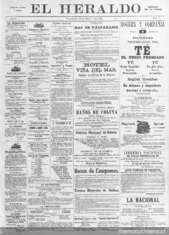 El Heraldo : año 1, n° 1, lunes 2 de enero de 1888