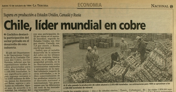 Chile, líder mundial en cobre